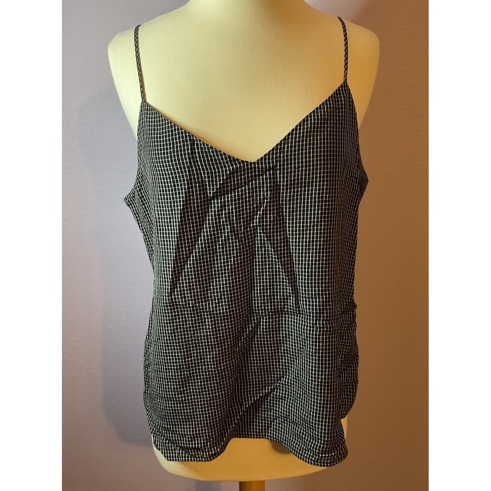 Banana Republic Black White Plaid Sleeveless Blouse Tank Top Size Medium‎